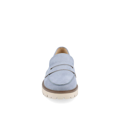 Journee KENLY LOAFER FLATS IN FAUX SUEDE - Light Blue Faux Suede