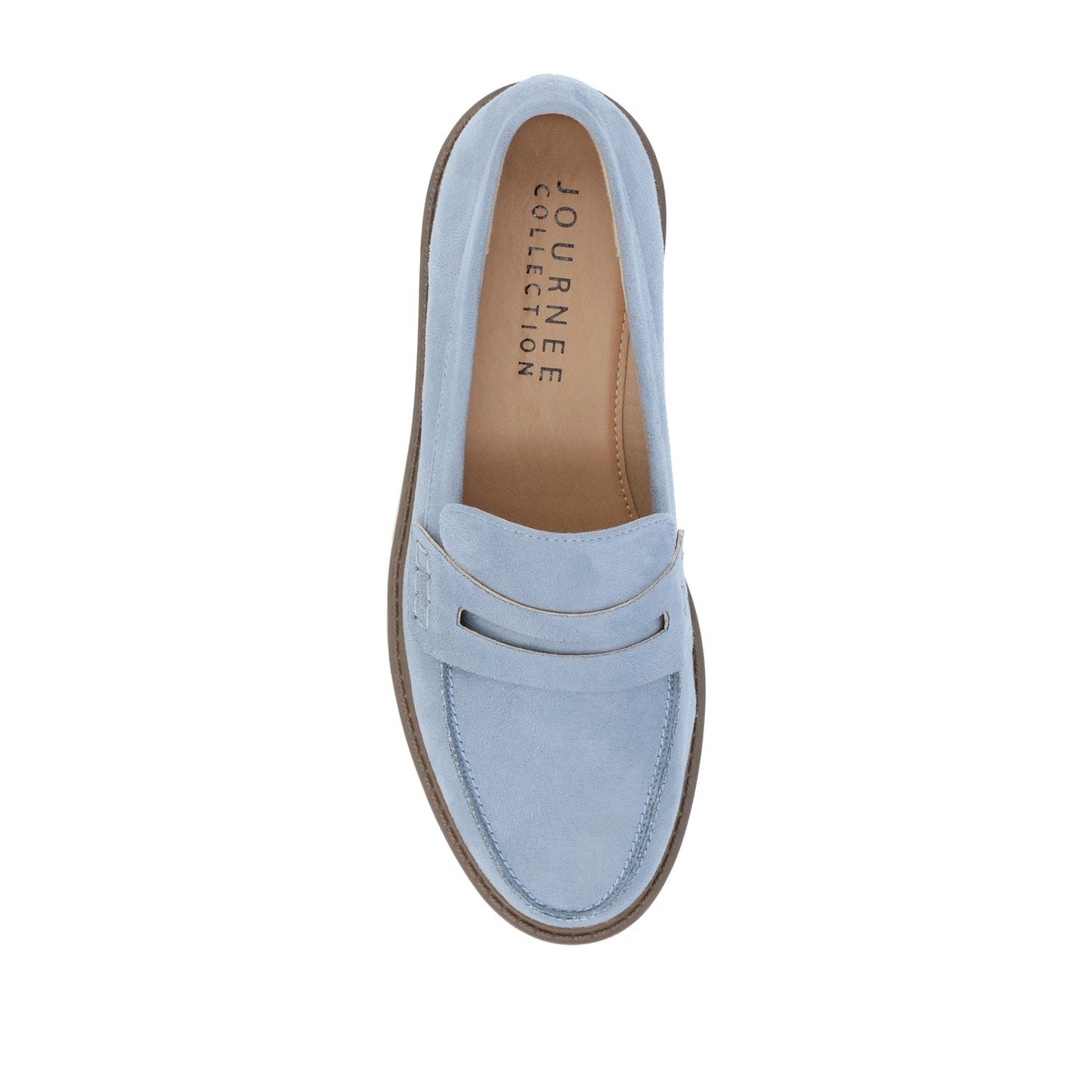 Journee KENLY LOAFER FLATS IN FAUX SUEDE - Light Blue Faux Suede