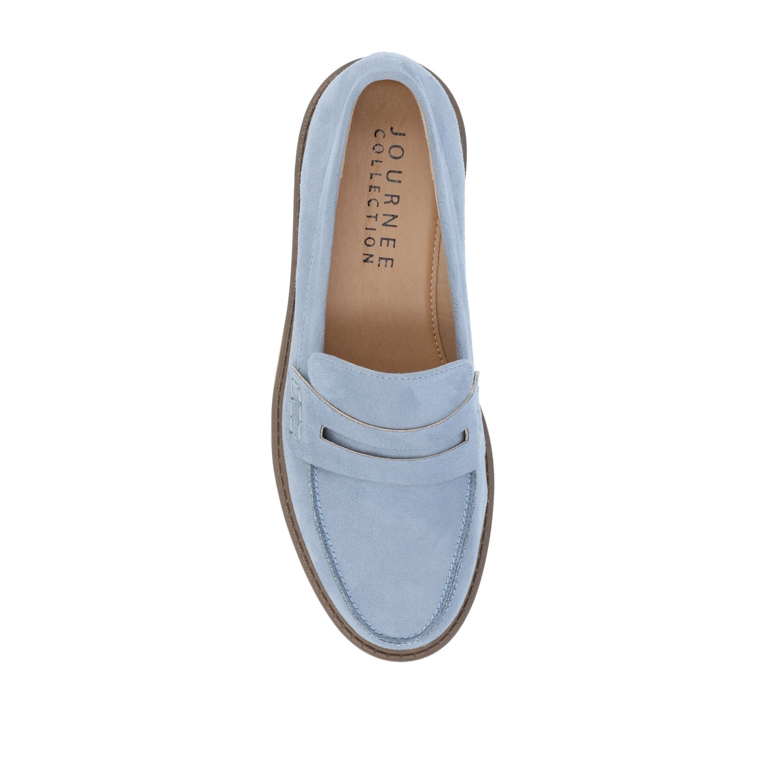 Journee KENLY LOAFER FLATS IN FAUX SUEDE - Light Blue Faux Suede