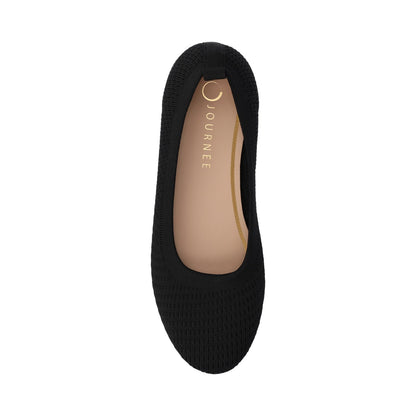 Journee MARYANN KNIT FABRIC BALLET FLATS - Black Knit