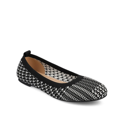 Journee MARYANN KNIT FABRIC BALLET FLATS - Black and White Knit