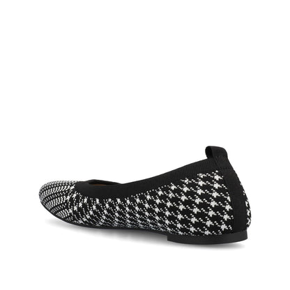 Journee MARYANN KNIT FABRIC BALLET FLATS - Black and White Knit