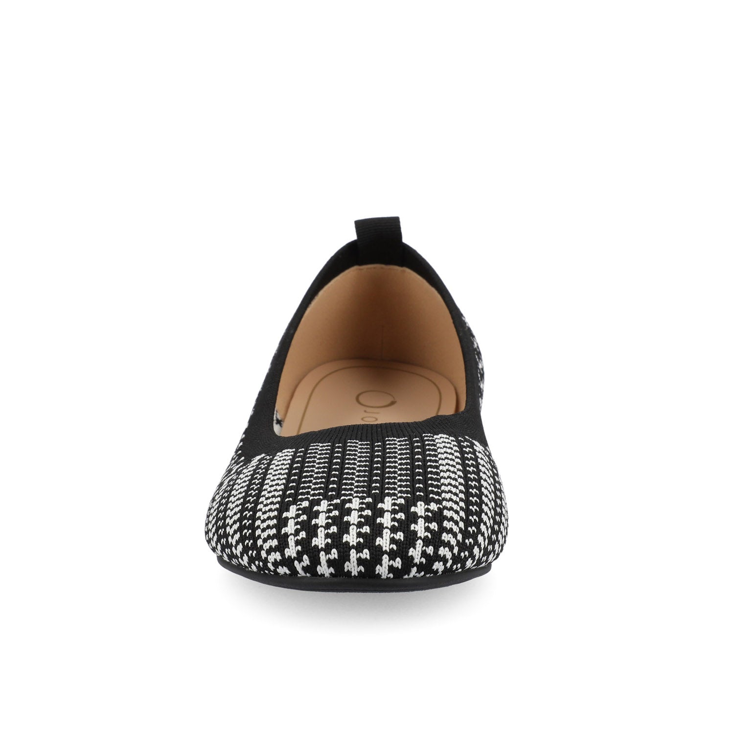 Journee MARYANN KNIT FABRIC BALLET FLATS - Black and White Knit