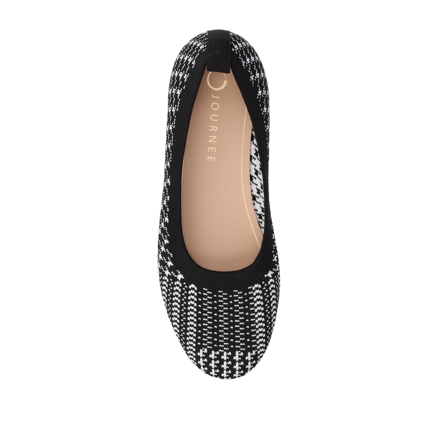 Journee MARYANN KNIT FABRIC BALLET FLATS - Black and White Knit