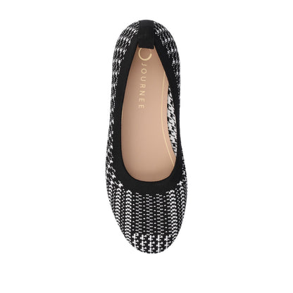 Journee MARYANN KNIT FABRIC BALLET FLATS - Black and White Knit