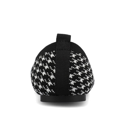 Journee MARYANN KNIT FABRIC BALLET FLATS - Black and White Knit