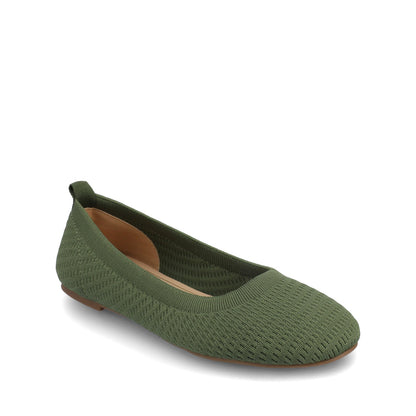 Journee MARYANN KNIT FABRIC BALLET FLATS - Green Knit
