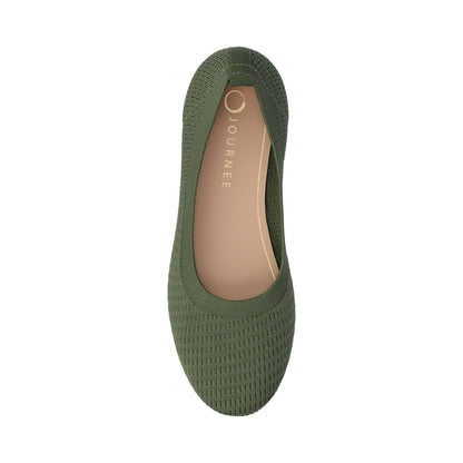 Journee MARYANN KNIT FABRIC BALLET FLATS - Green Knit