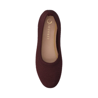 Journee MARYANN KNIT FABRIC BALLET FLATS - Plum Knit