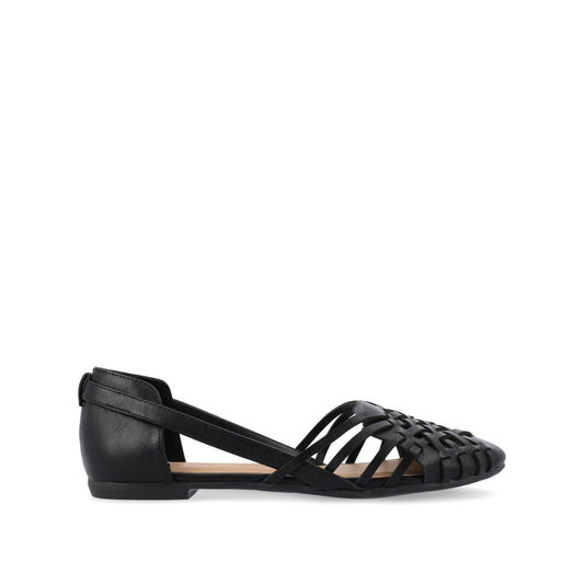 Journee EKKO WOVEN FLATS IN VEGAN LEATHER - Black PU