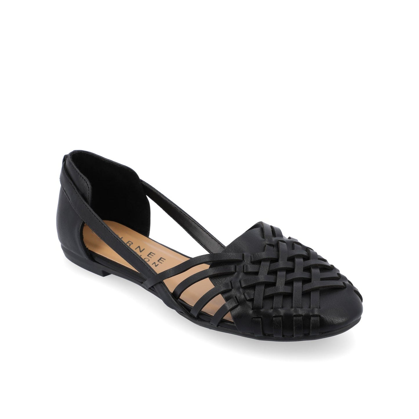 Journee EKKO WOVEN FLATS IN VEGAN LEATHER - Black PU