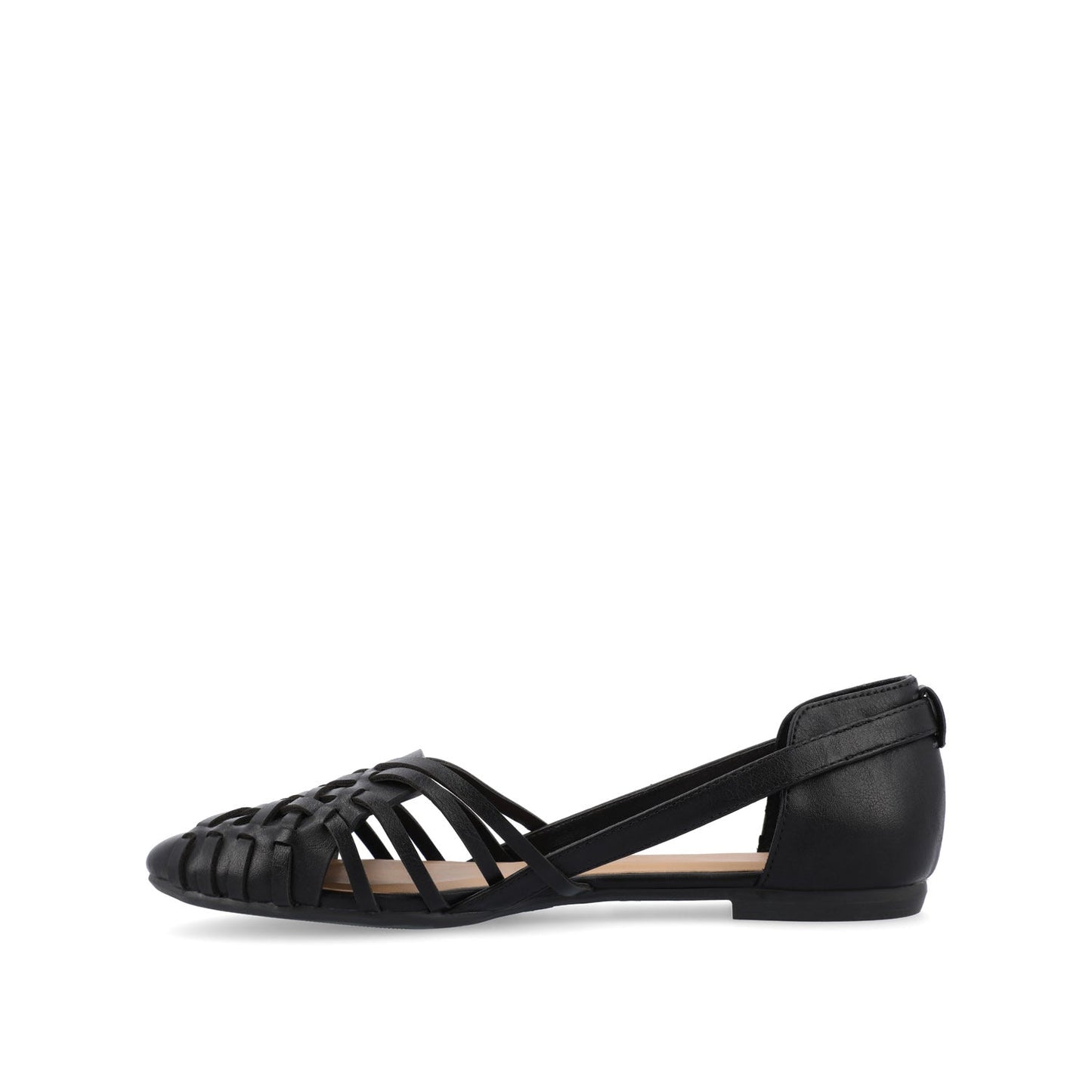 Journee EKKO WOVEN FLATS IN VEGAN LEATHER - Black PU