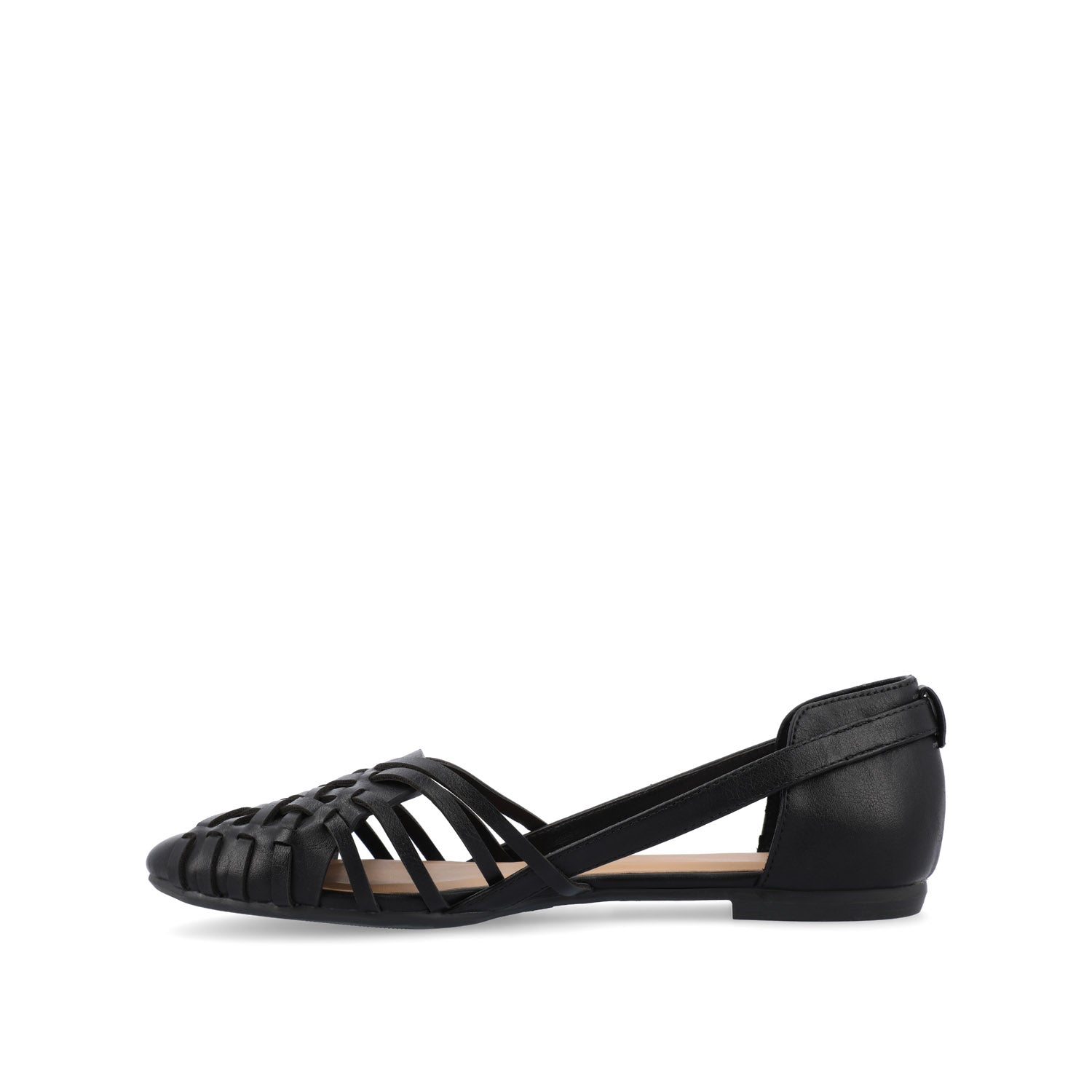 Journee EKKO WOVEN FLATS IN VEGAN LEATHER - Black PU