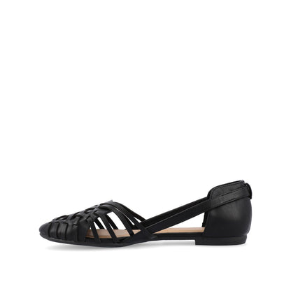 Journee EKKO WOVEN FLATS IN VEGAN LEATHER - Black PU