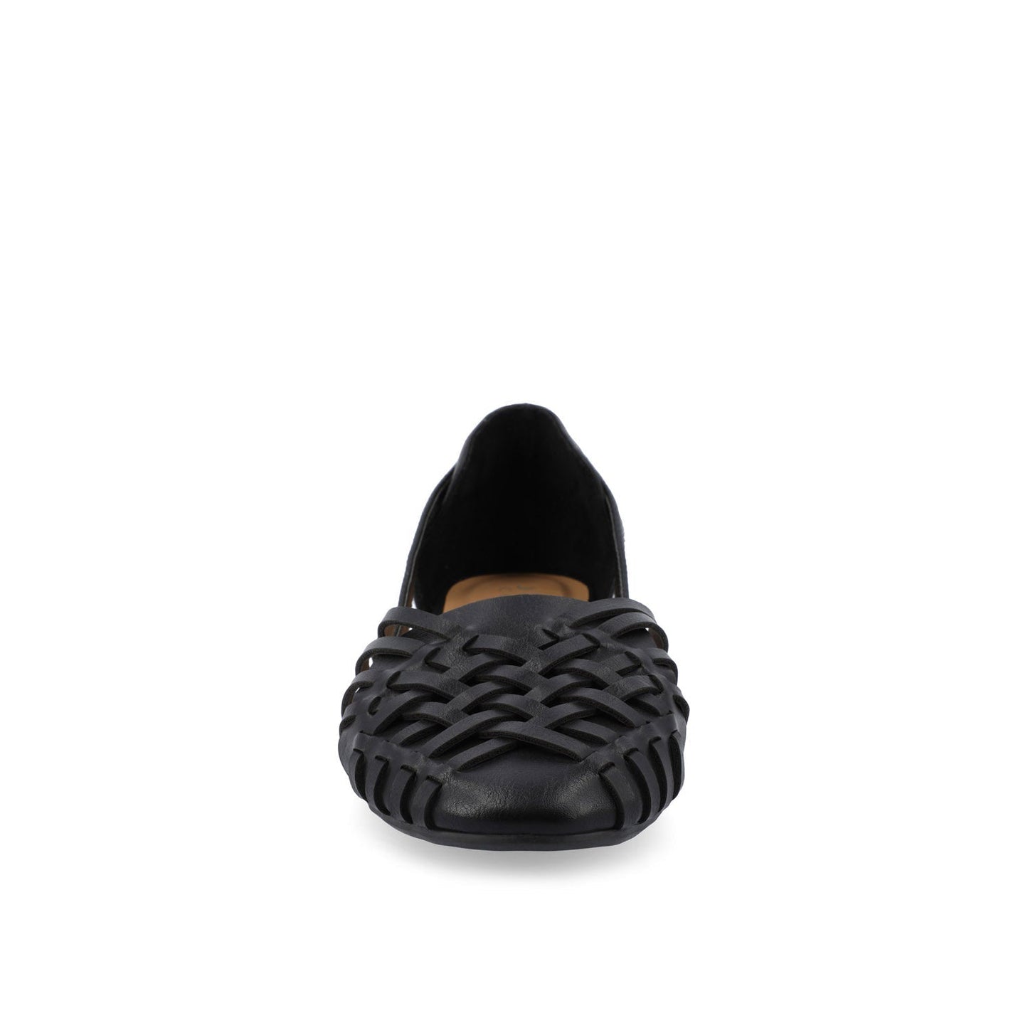 Journee EKKO WOVEN FLATS IN VEGAN LEATHER - Black PU