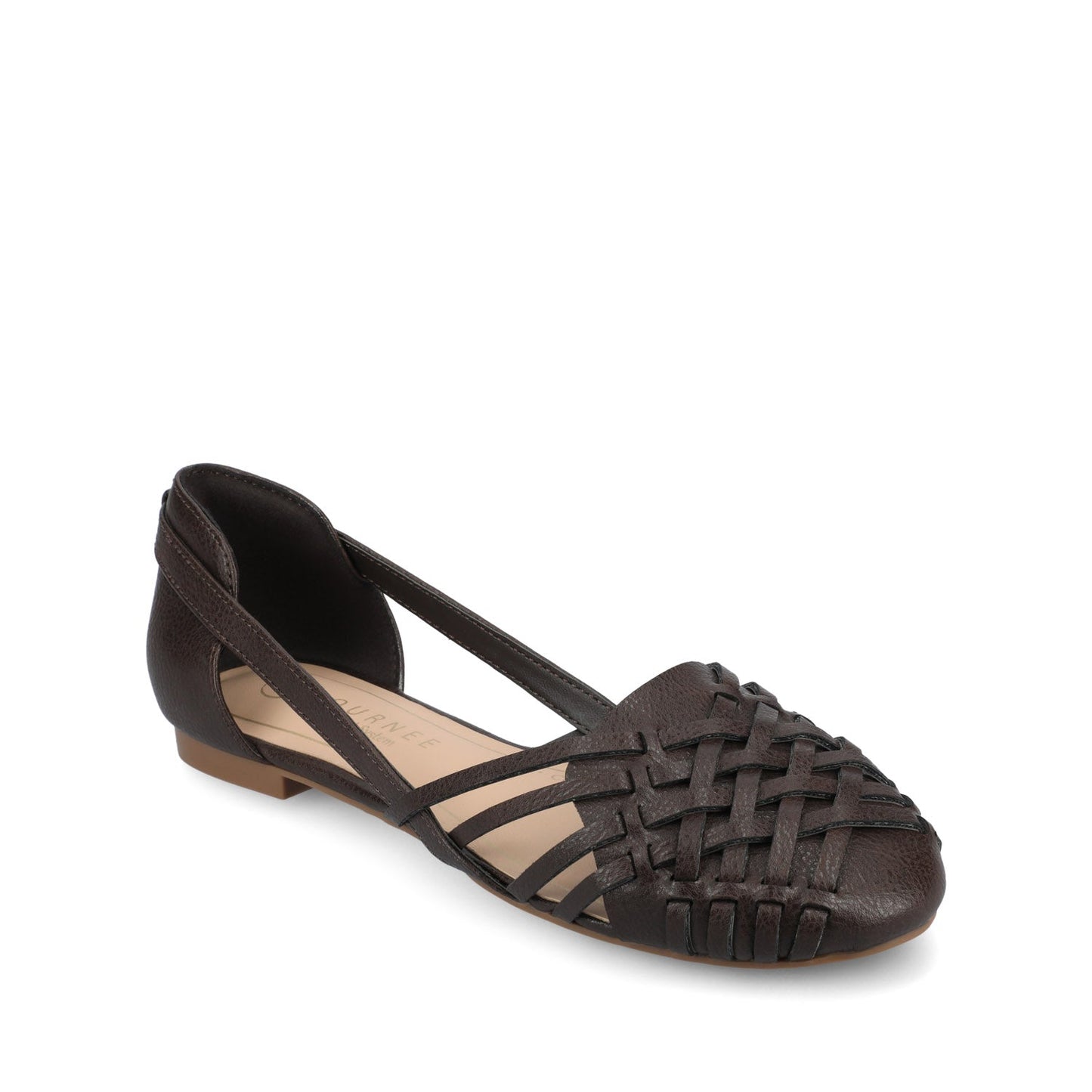 Journee EKKO WOVEN FLATS IN VEGAN LEATHER - Brown PU