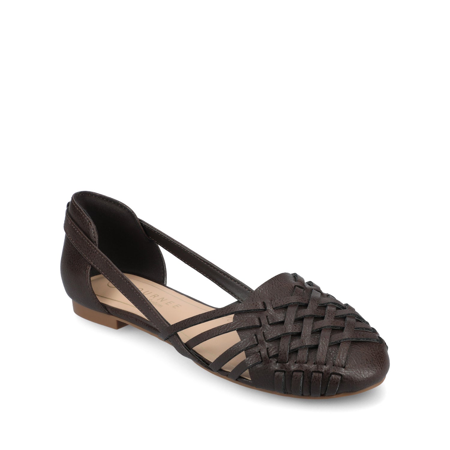 Journee EKKO WOVEN FLATS IN VEGAN LEATHER - Brown PU