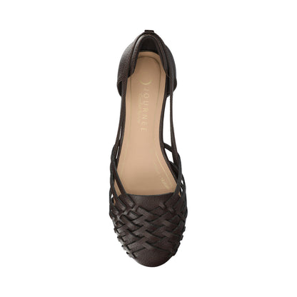 Journee EKKO WOVEN FLATS IN VEGAN LEATHER - Brown PU