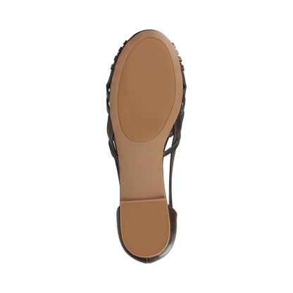 Journee EKKO WOVEN FLATS IN VEGAN LEATHER - Brown PU
