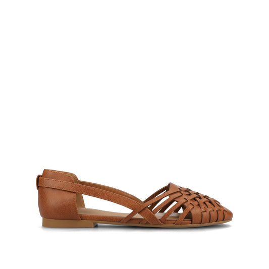 Journee EKKO WOVEN FLATS IN VEGAN LEATHER - Cognac PU