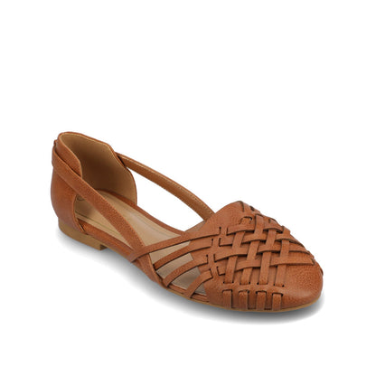 Journee EKKO WOVEN FLATS IN VEGAN LEATHER - Cognac PU