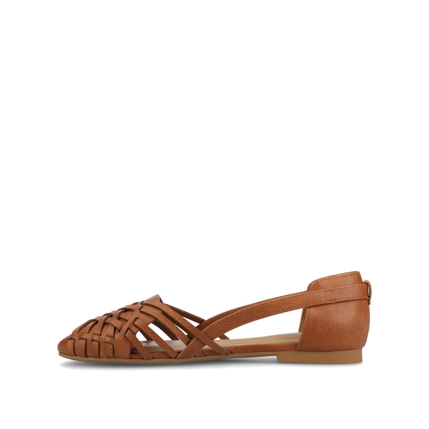 Journee EKKO WOVEN FLATS IN VEGAN LEATHER - Cognac PU