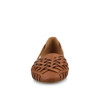 Journee EKKO WOVEN FLATS IN VEGAN LEATHER - Cognac PU