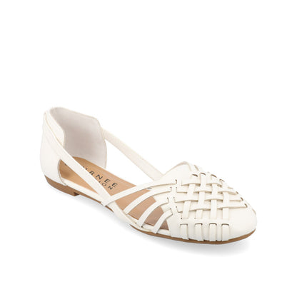 Journee EKKO WOVEN FLATS IN VEGAN LEATHER - White PU