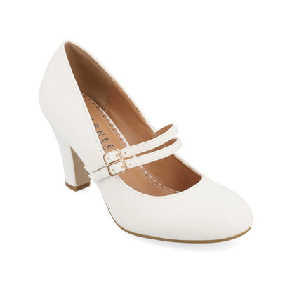 Journee WINDY CROCO MARY JANE PUMP HEELS IN WIDE - White