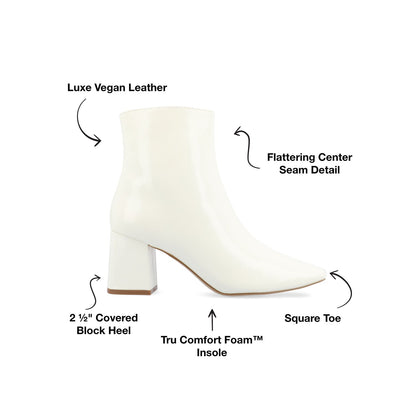 Journee HAYLINN SQUARE TOE BOOTIES IN WIDE WIDTH - White Patent