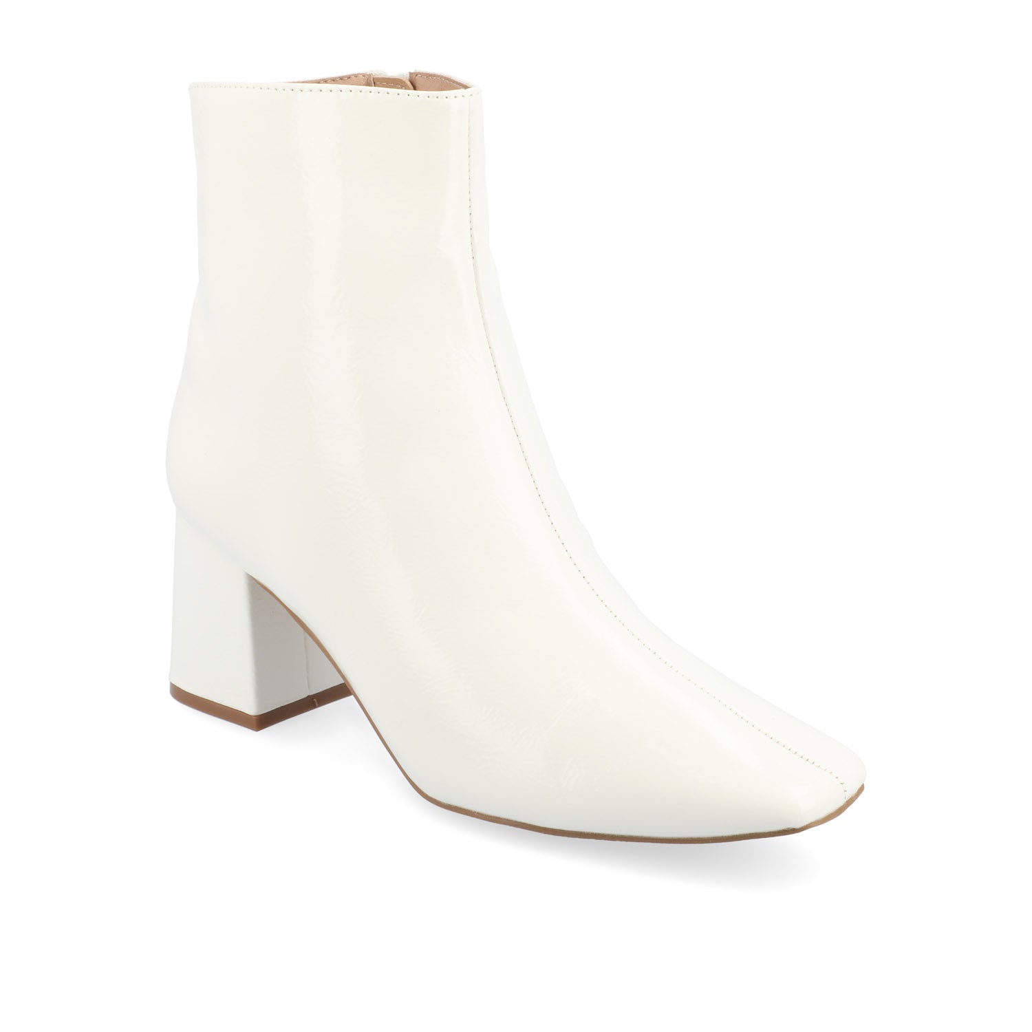 Journee HAYLINN SQUARE TOE BOOTIES IN WIDE WIDTH - White Patent