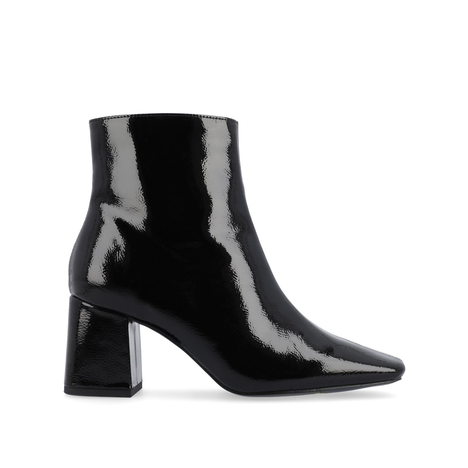 Journee HAYLINN SQUARE TOE BOOTIES IN WIDE WIDTH - Black Patent