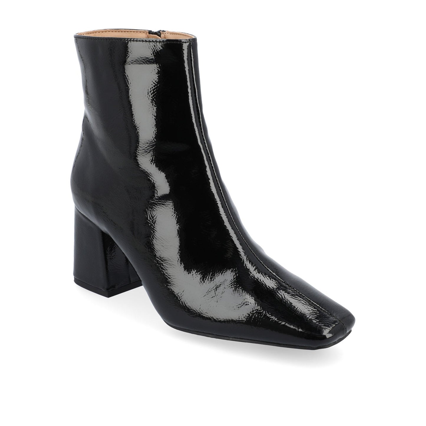 Journee HAYLINN SQUARE TOE BOOTIES IN WIDE WIDTH - Black Patent