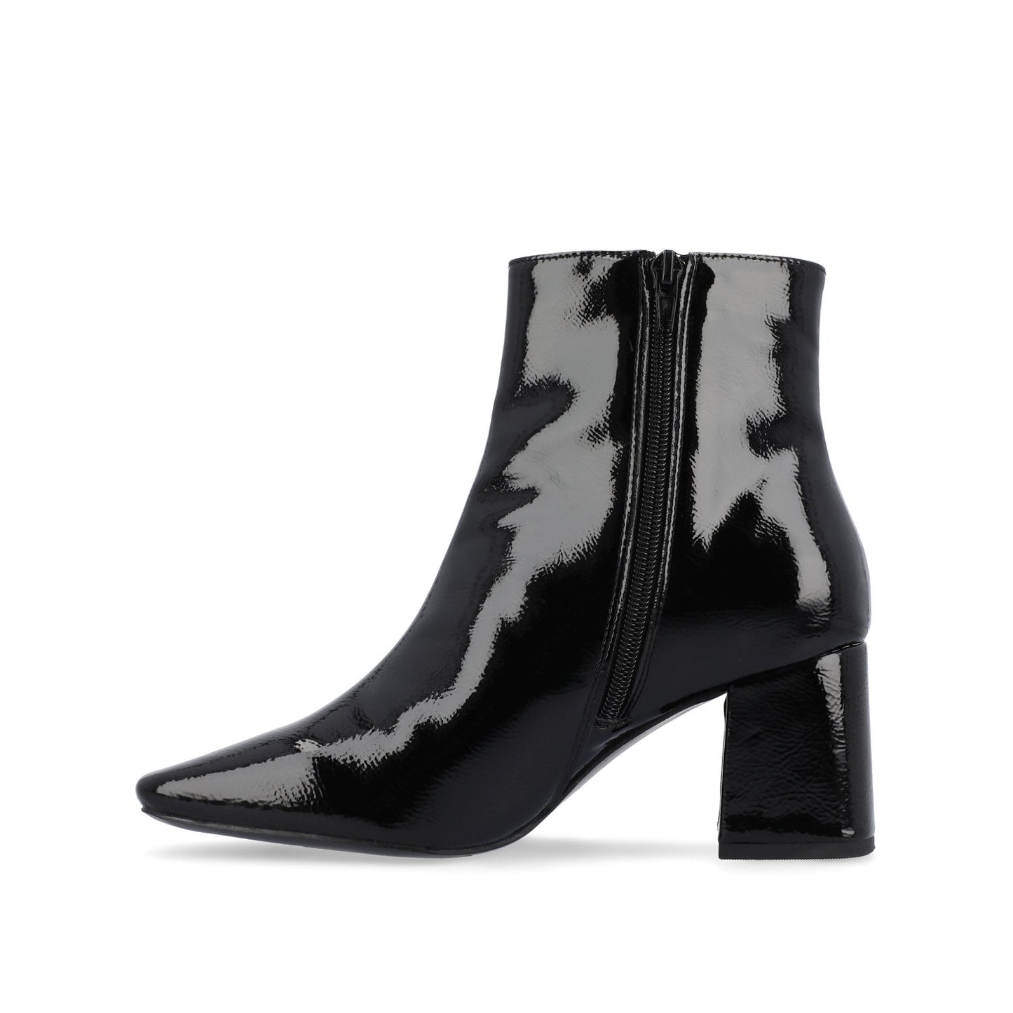 Journee HAYLINN SQUARE TOE BOOTIES IN WIDE WIDTH - Black Patent