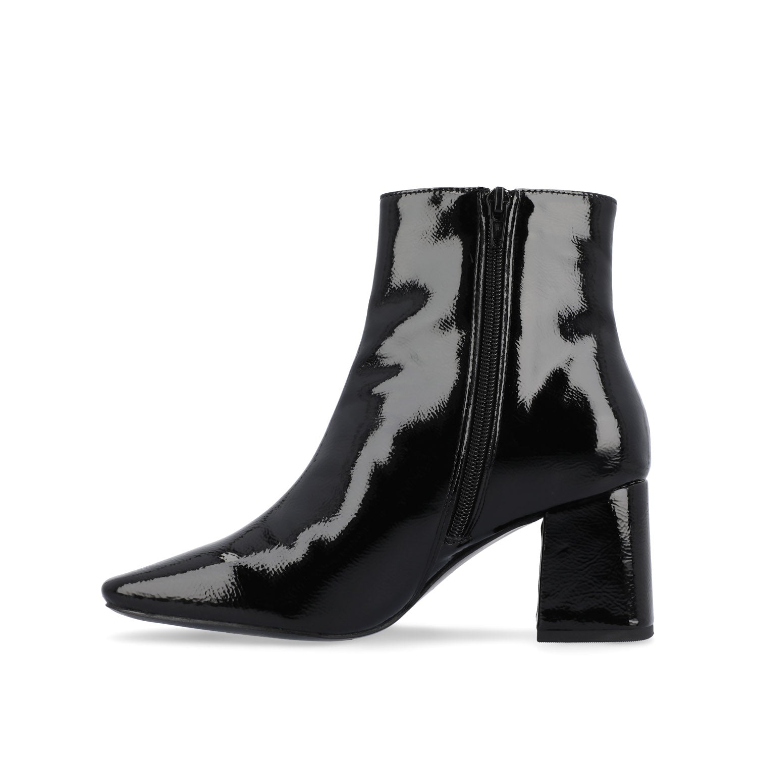 Journee HAYLINN SQUARE TOE BOOTIES IN WIDE WIDTH - Black Patent