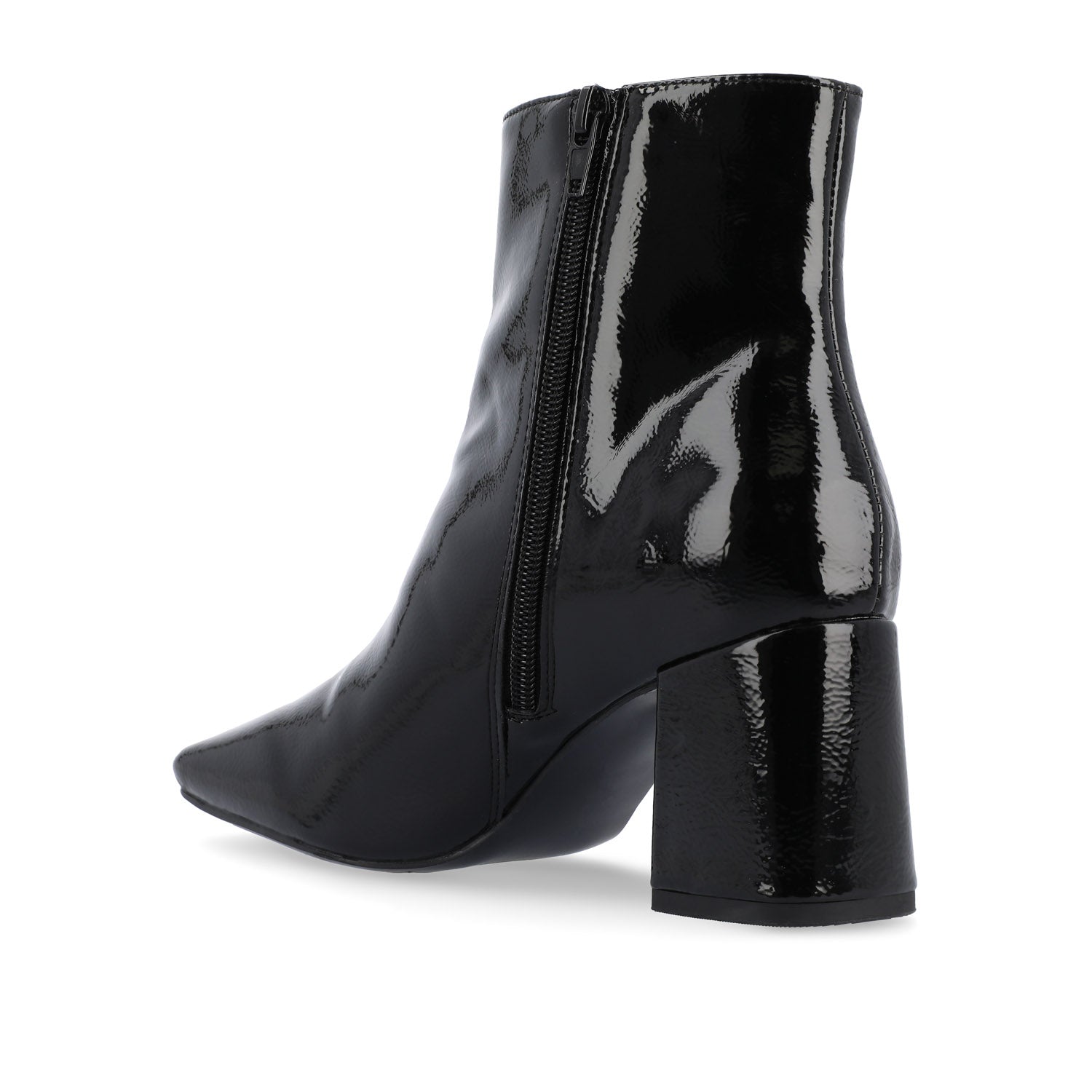 Journee HAYLINN SQUARE TOE BOOTIES IN WIDE WIDTH - Black Patent