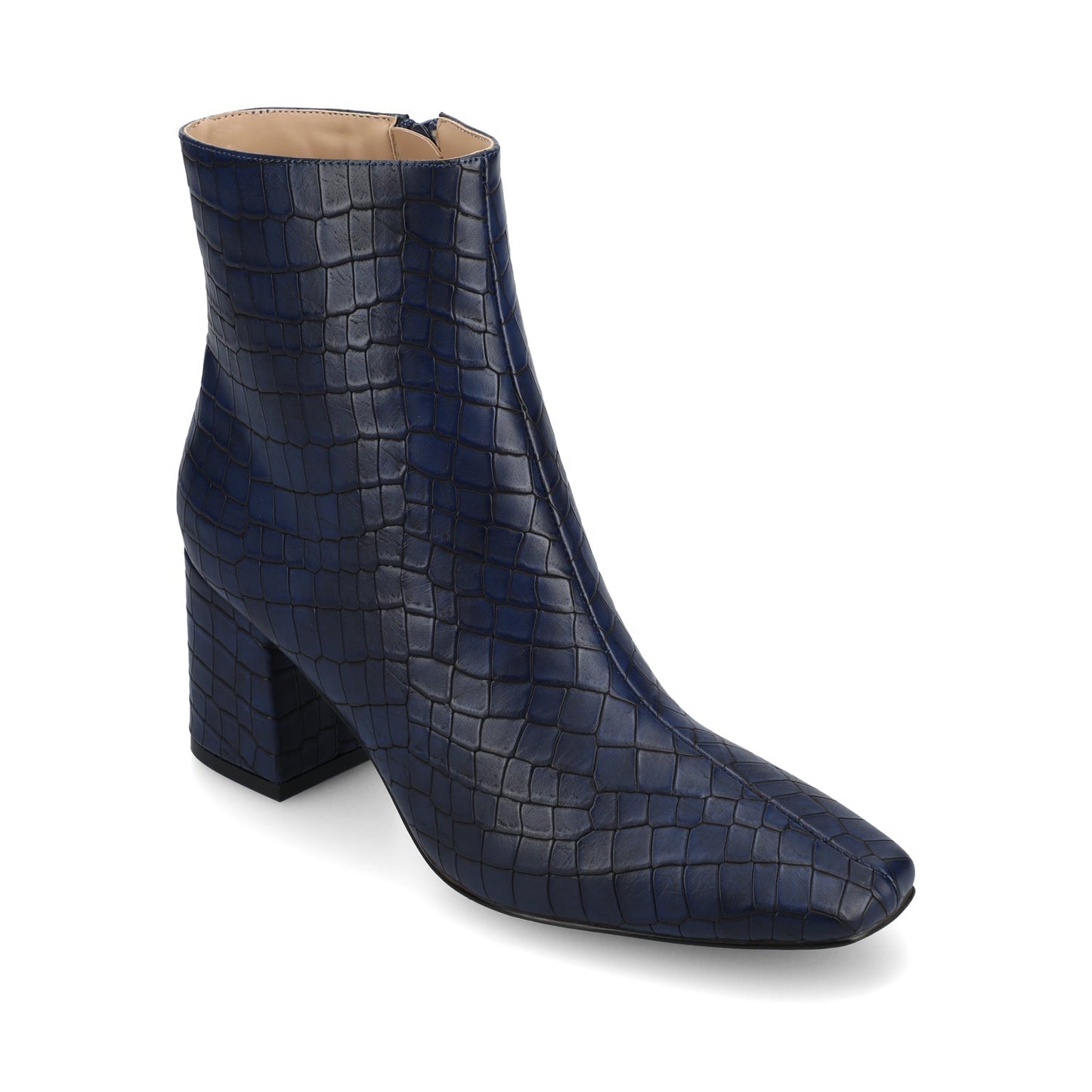 Journee HAYLINN SQUARE TOE BOOTIES IN WIDE WIDTH - Blue Croco