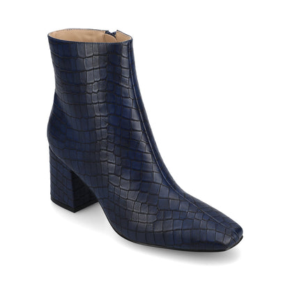 Journee HAYLINN SQUARE TOE BOOTIES IN WIDE WIDTH - Blue Croco