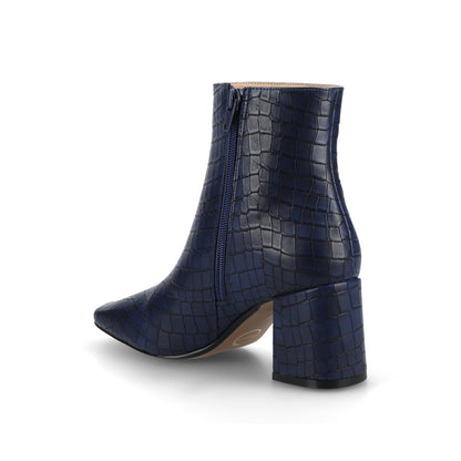 Journee HAYLINN SQUARE TOE BOOTIES IN WIDE WIDTH - Blue Croco