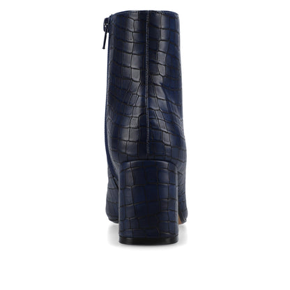 Journee HAYLINN SQUARE TOE BOOTIES IN WIDE WIDTH - Blue Croco
