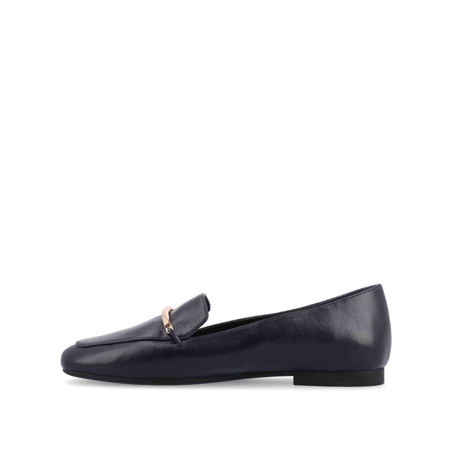 Journee WRENN VEGAN LEATHER LOAFER FLATS IN WIDE - Navy PU