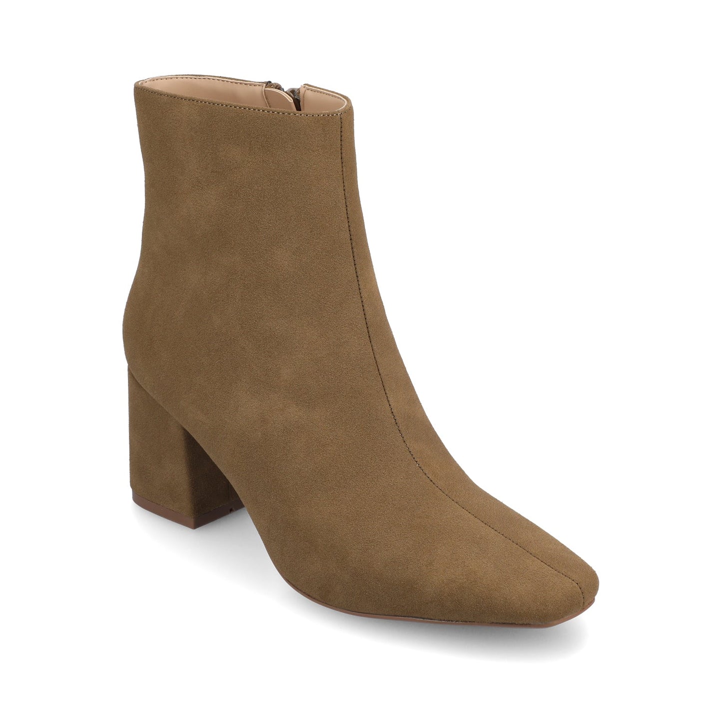 Journee HAYLINN SQUARE TOE BOOTIES IN WIDE WIDTH - Taupe Suede