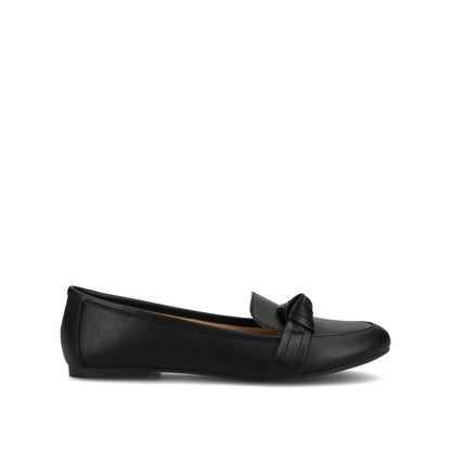 Journee MARCI VEGAN LEATHER LOAFER FLATS IN WIDE - Black PU