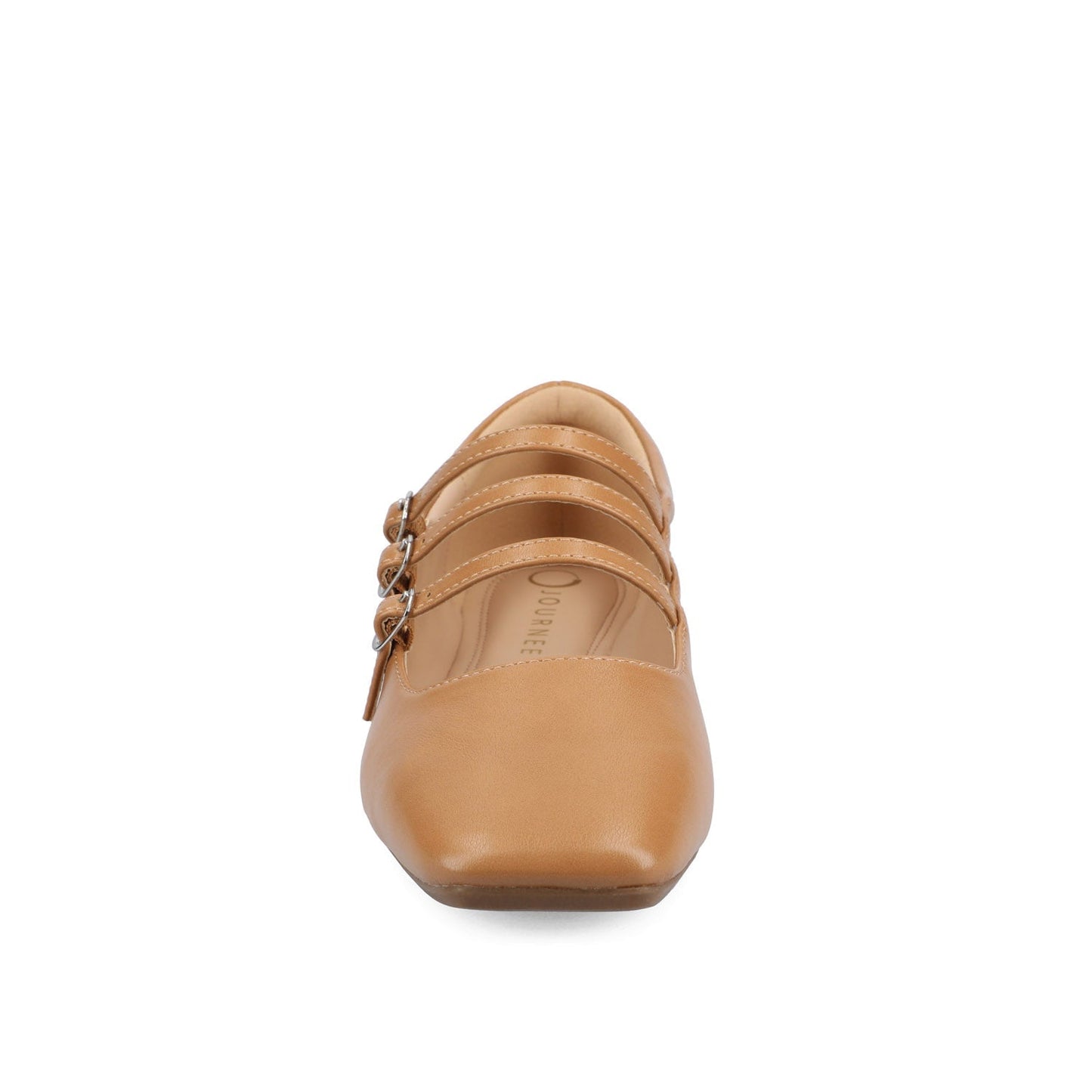 Journee DARLIN VEGAN LEATHER FLATS IN WIDE - Tan