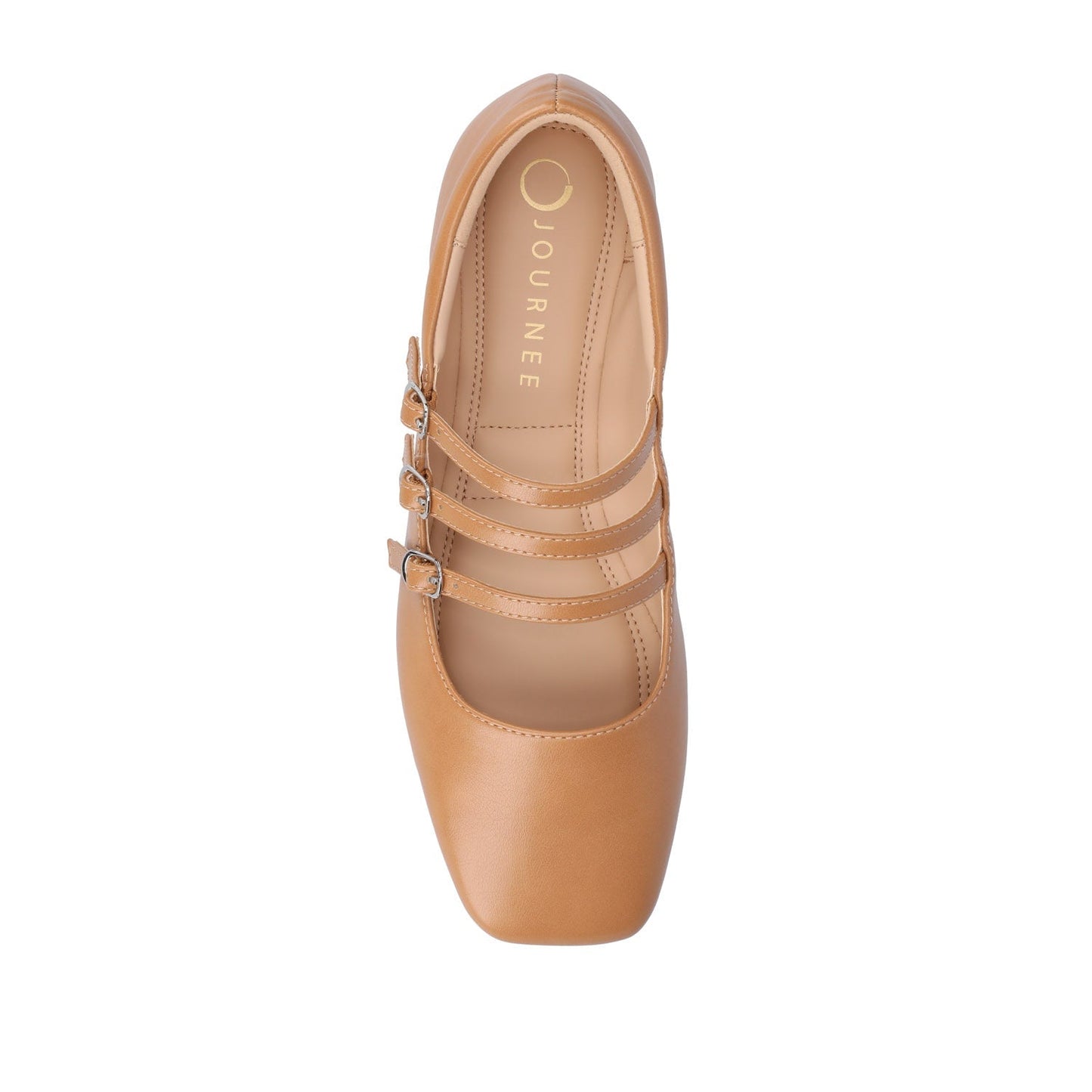 Journee DARLIN VEGAN LEATHER FLATS IN WIDE - Tan