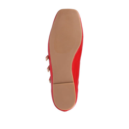 Journee DARLIN VEGAN LEATHER FLATS IN WIDE - Red