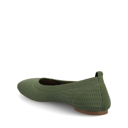 Journee MARYANN KNIT FABRIC BALLET FLATS IN WIDE - Green Knit