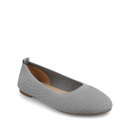 Journee MARYANN KNIT FABRIC BALLET FLATS IN WIDE - Grey Knit