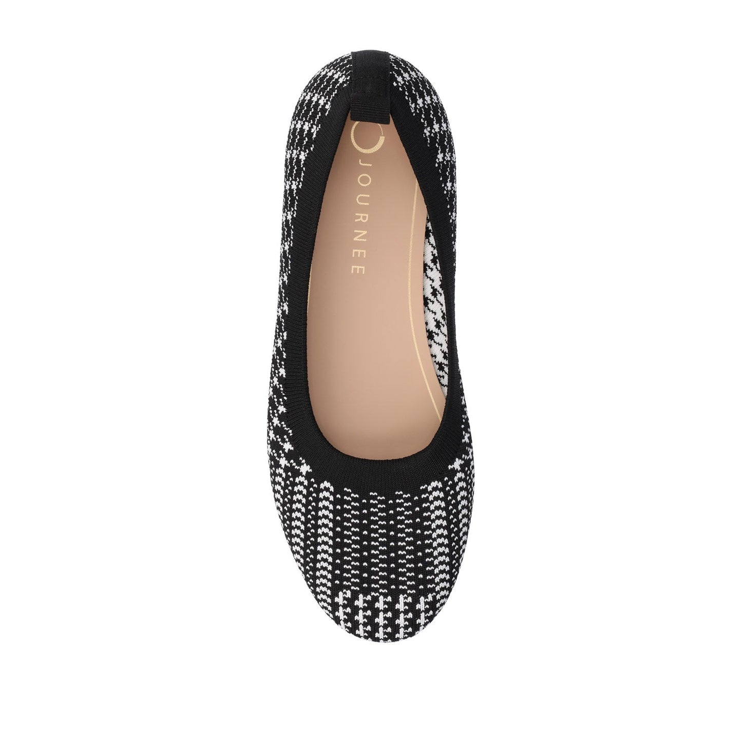 Journee MARYANN KNIT FABRIC BALLET FLATS IN WIDE - Black and White Knit