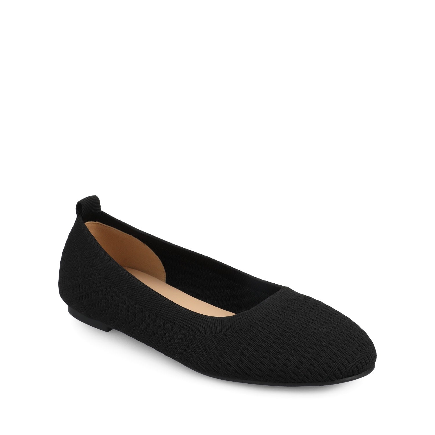 Journee MARYANN KNIT FABRIC BALLET FLATS IN WIDE - Black Knit